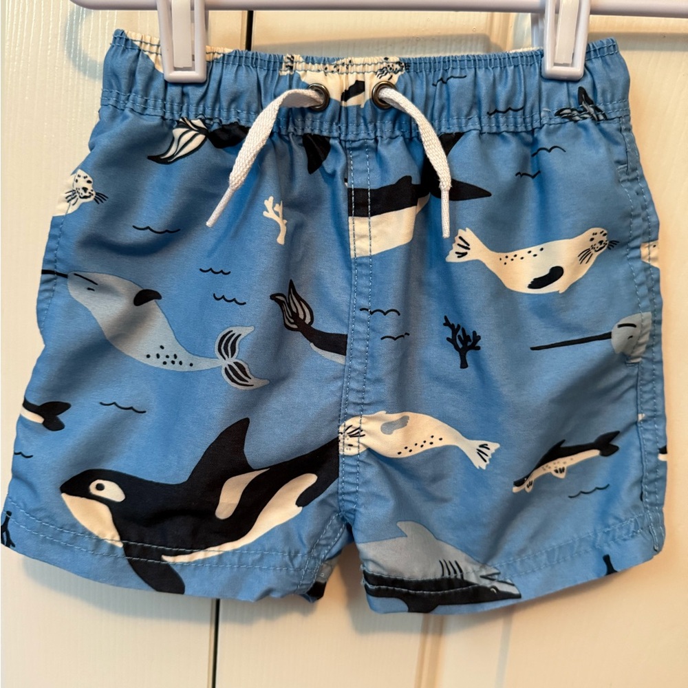Hanna Andersson Blue Ocean Animals Swim Trunks